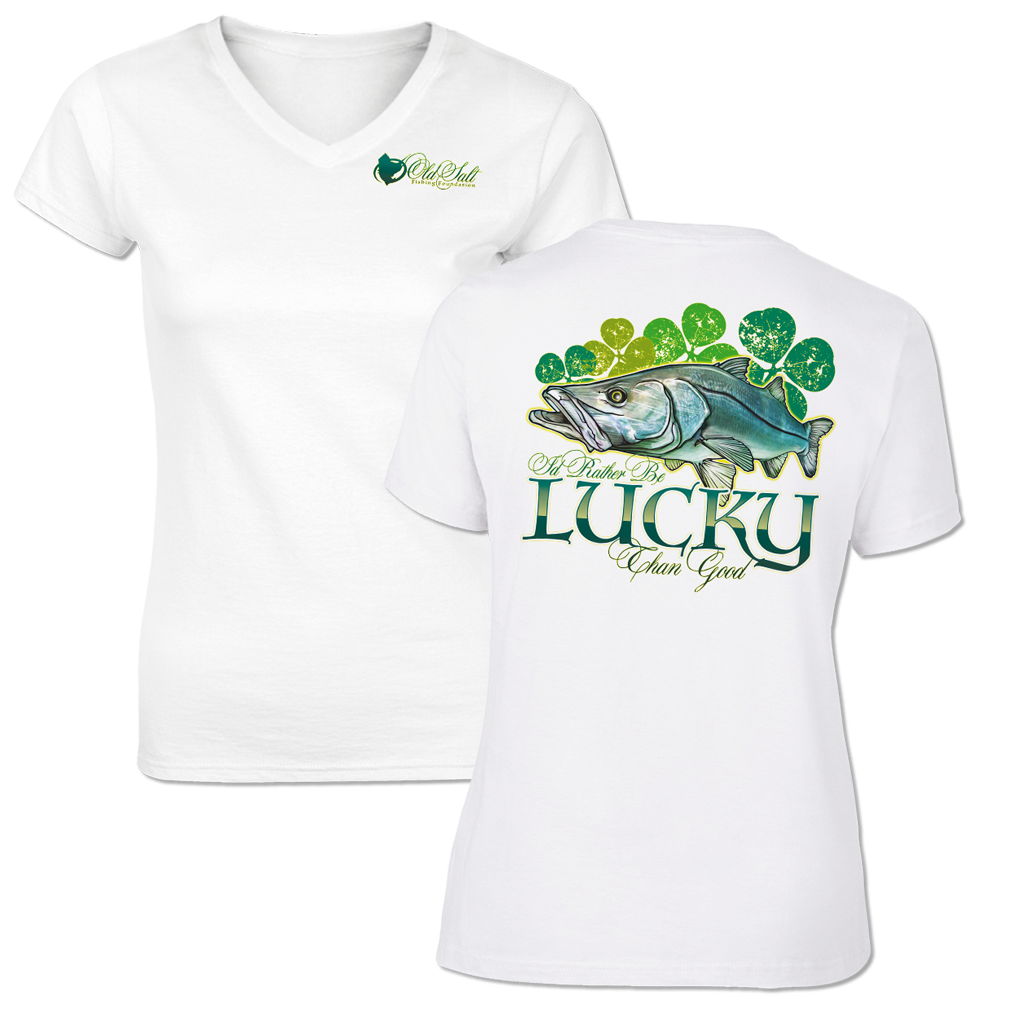 Lucky Snook - Ladies Short Sleeve, Cotton Blend, V-neck Shirt