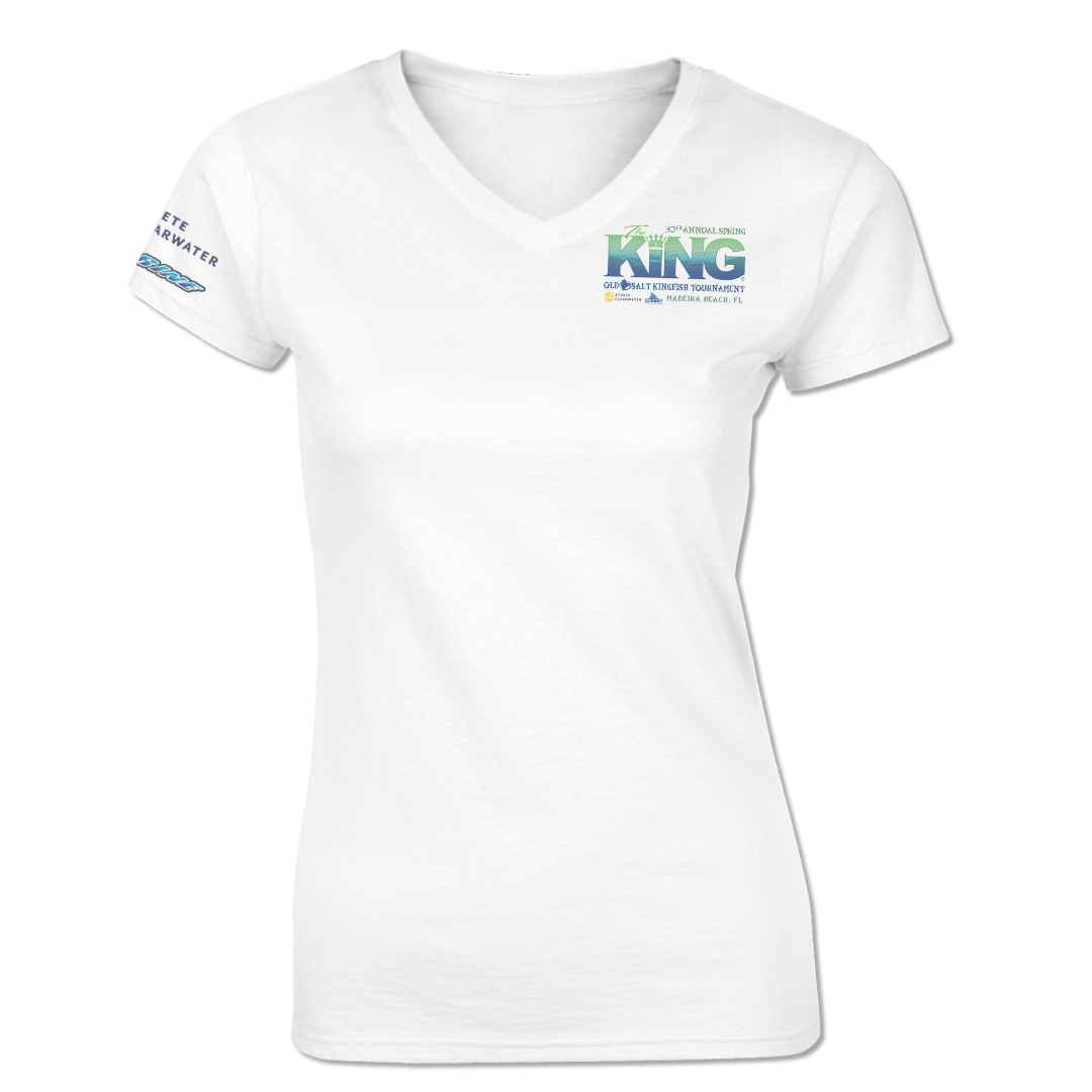 The KING - Spring 2023 - Ladies Short Sleeve V-Neck Shirt - White