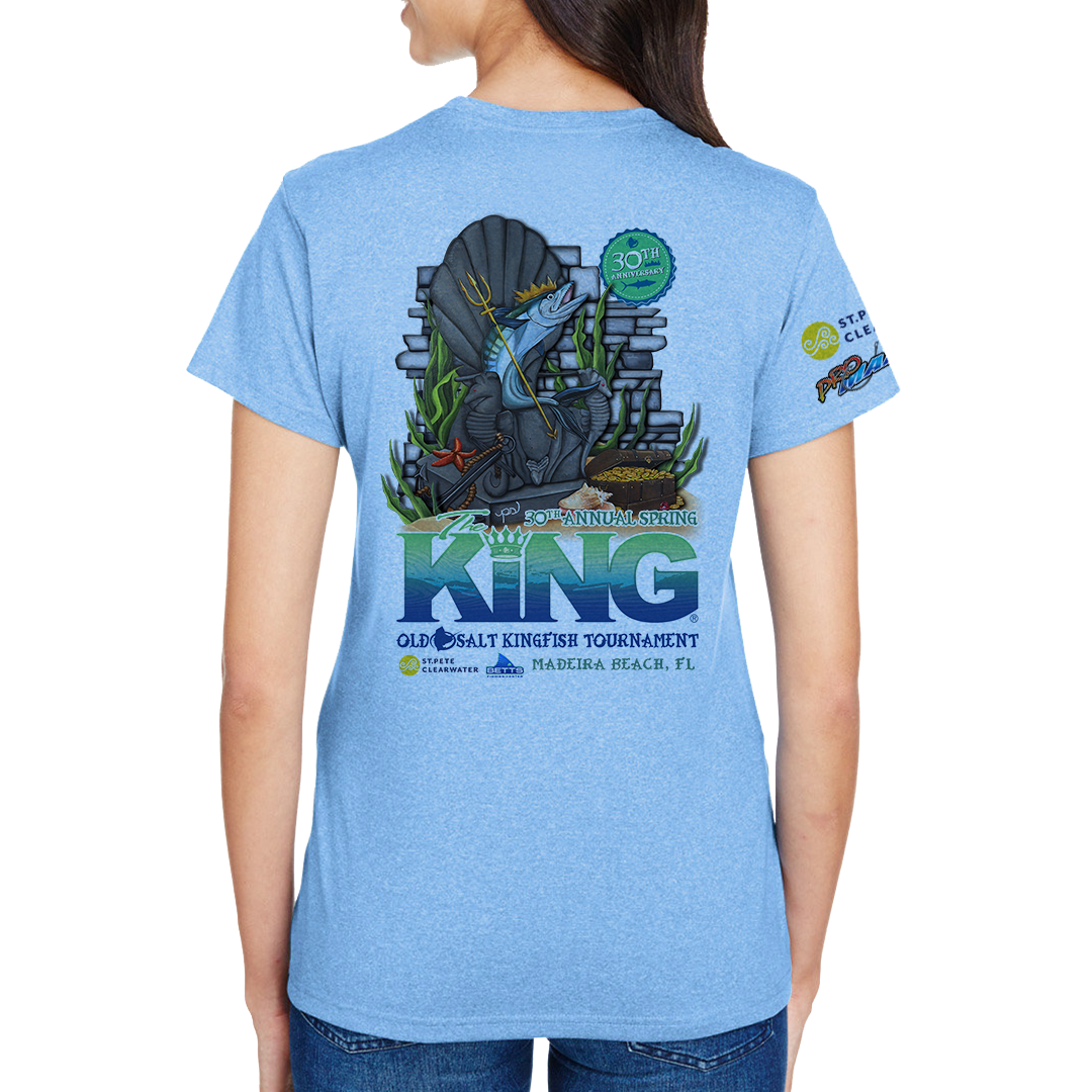 The KING - Spring 2023 - Ladies Short Sleeve Performance V-Neck Shirt - Blue