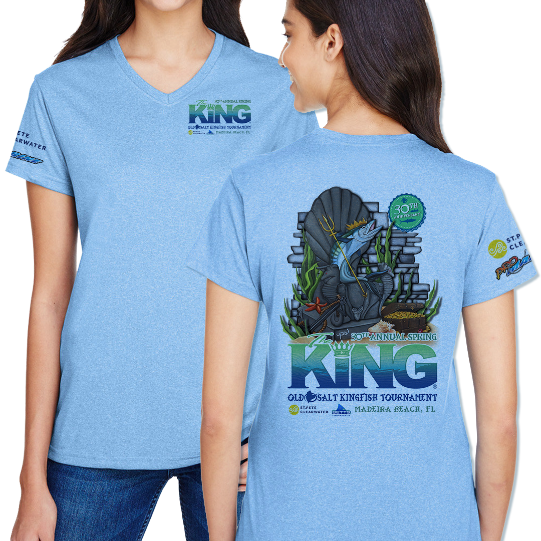 The KING - Spring 2023 - Ladies Short Sleeve Performance V-Neck Shirt - Blue