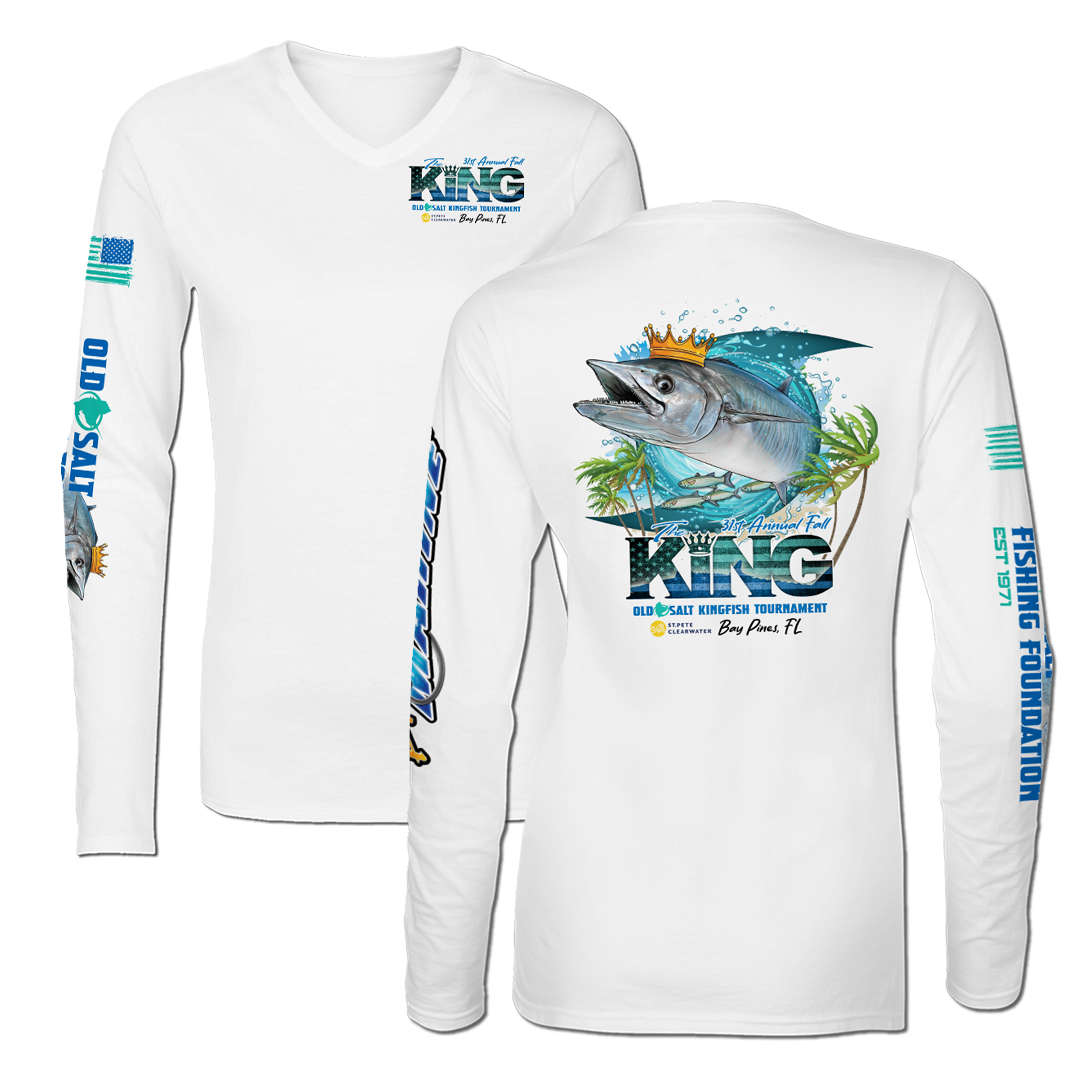 The KING - Fall 2024 - Women&#39;s Long Sleeve V-Neck Performance Shirt - White