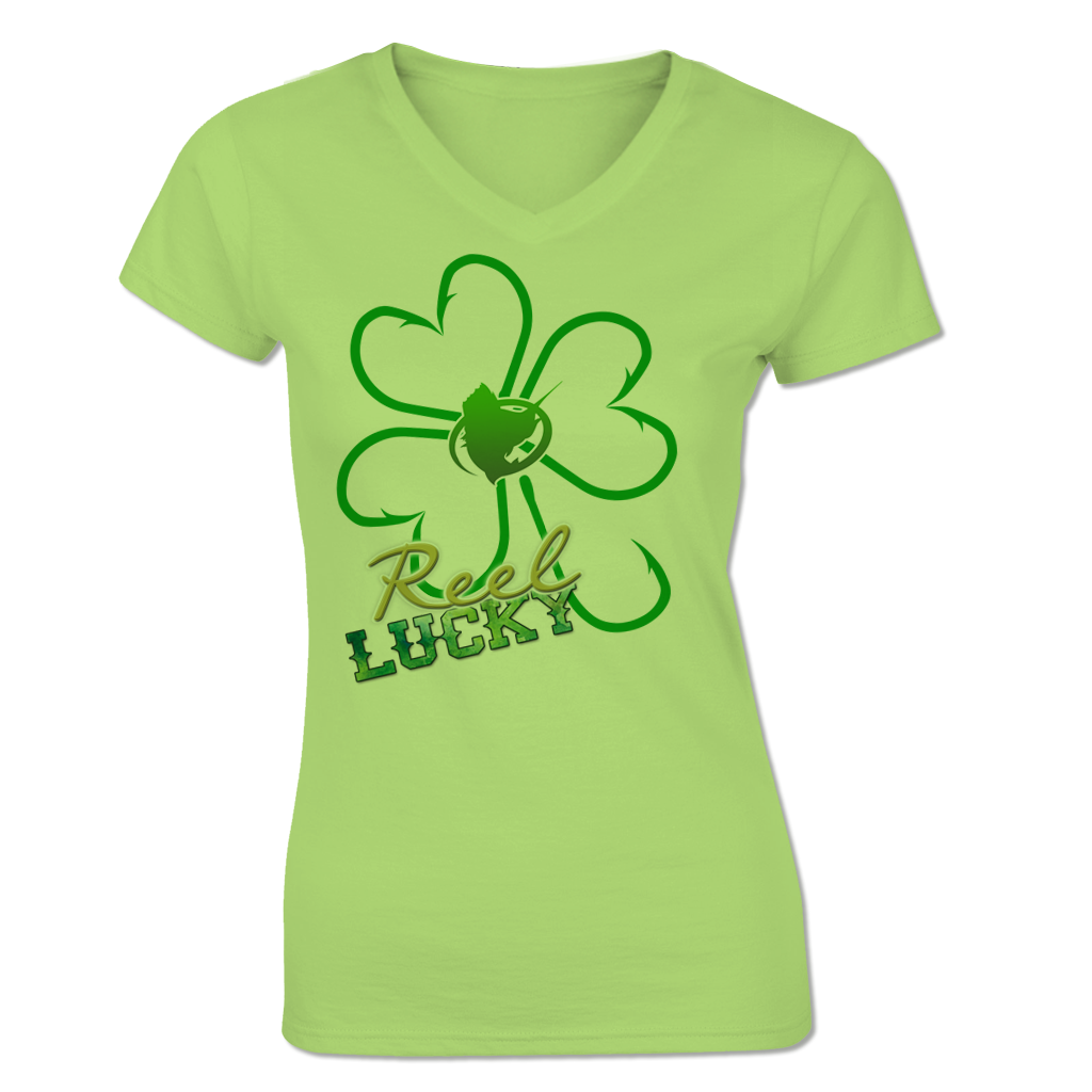 Reel Lucky - Short Sleeve V-Neck Ladies Tee