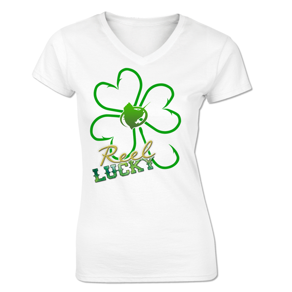 Reel Lucky - Short Sleeve V-Neck Ladies Tee