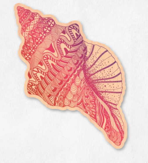 Wood Sticker - Conch Shell
