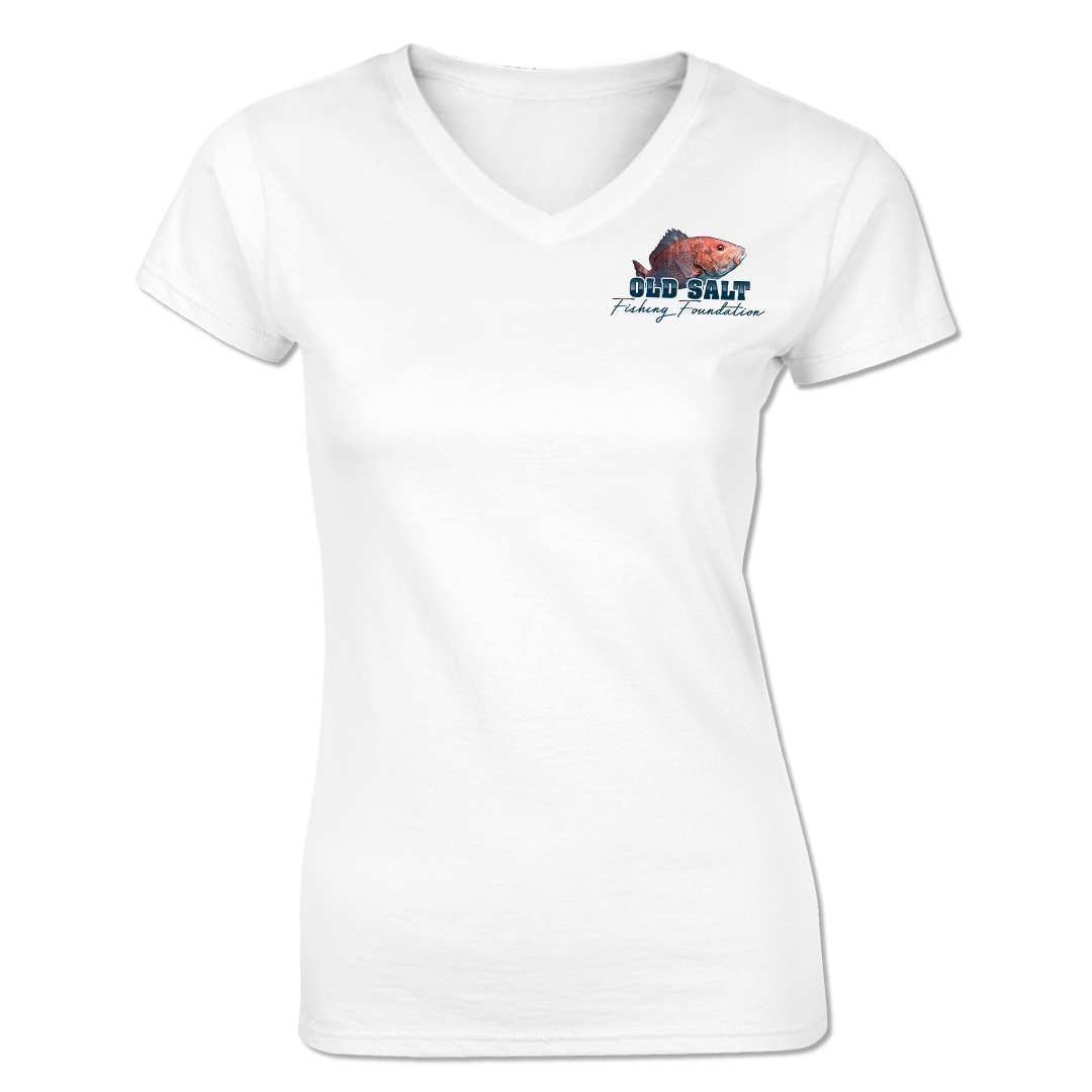 American Red Snapper - Ladies Short Sleeve V-Neck Performance Shirt