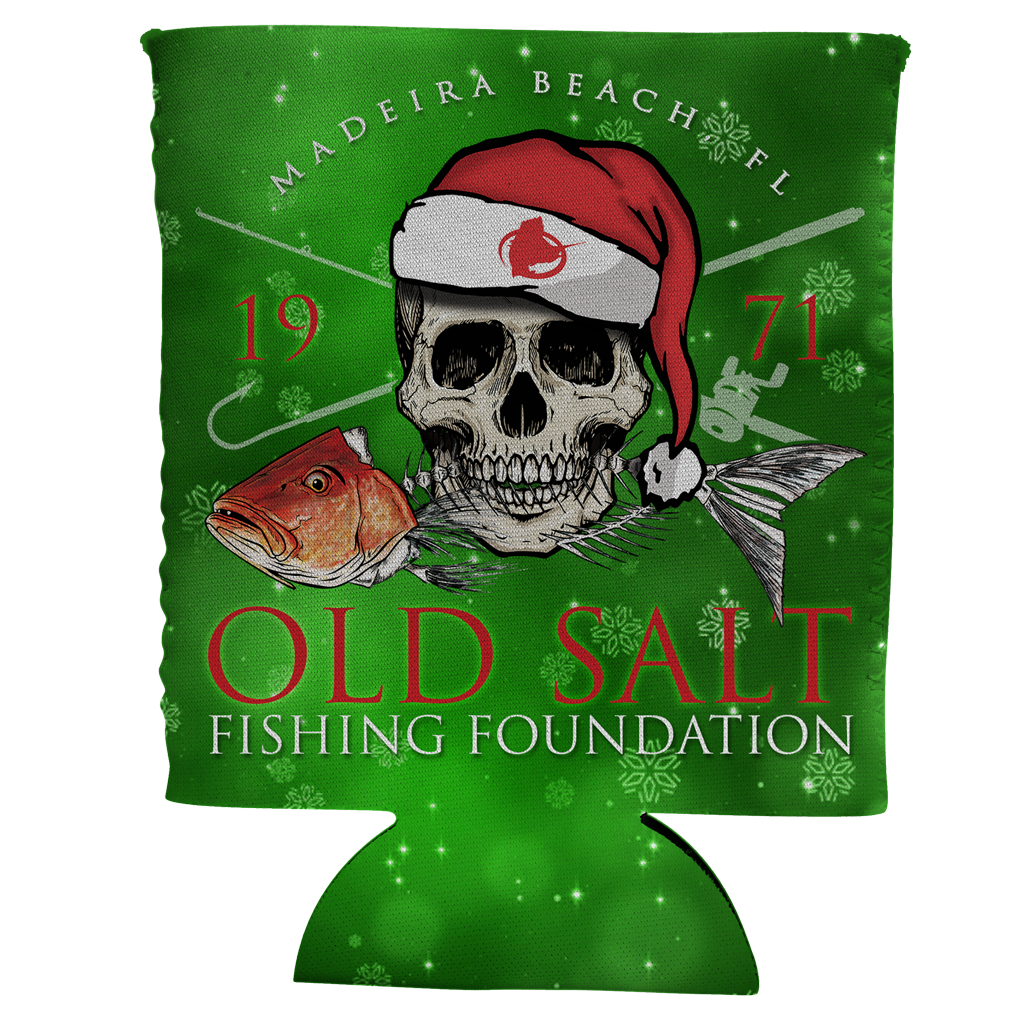 Santa Hat Snapper Bones Can Coozie