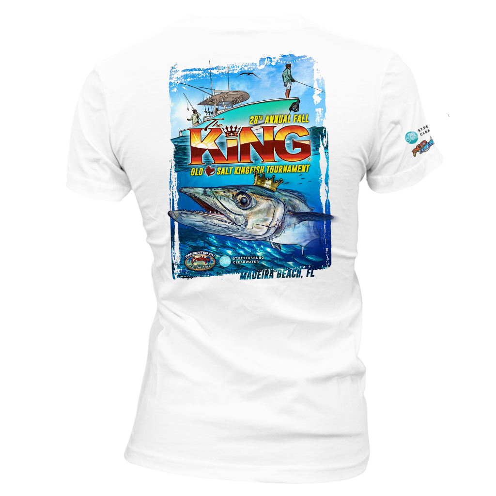 The KING - Fall 2021 - Ladies Short Sleeve V-Neck Shirt - White