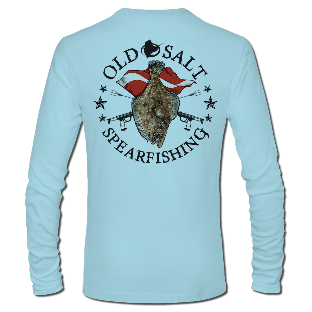 Flounder Spearin&#39; - Long Sleeve Performance Fishing Shirt