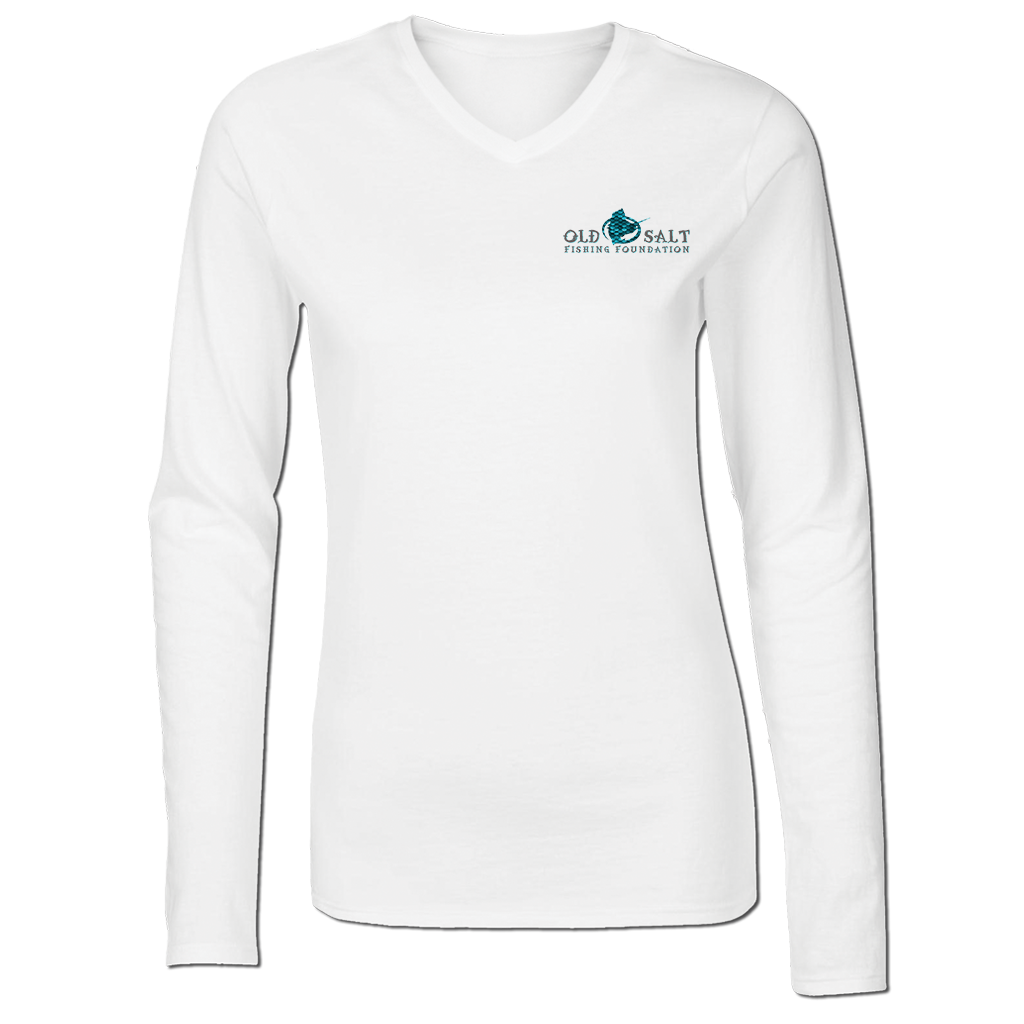 Mermaid Kisses - Ladies V-neck Performance Fishing Tee - Long Sleeve