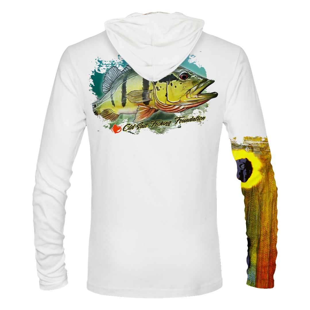 Peacock Bass Long Sleeve Hooded Performance Shirt