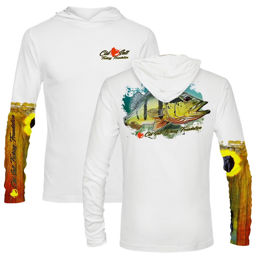 Peacock Bass Long Sleeve Hooded Performance Shirt