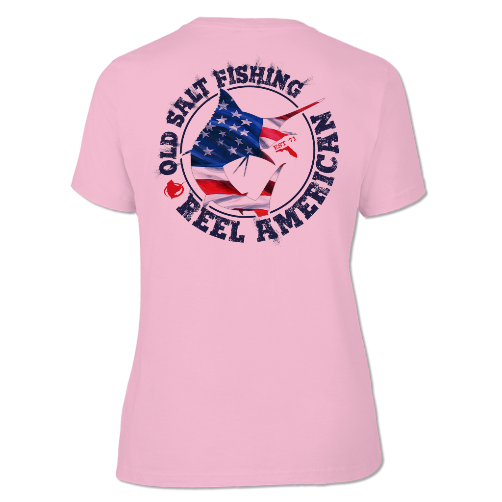 Reel Offshore American - Ladies Short Sleeve V-Neck Performance Shirt