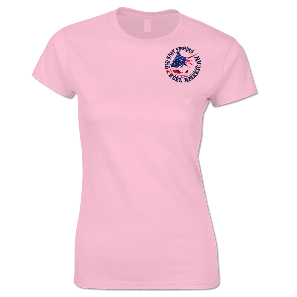 Reel Offshore American - Ladies Short Sleeve V-Neck Performance Shirt