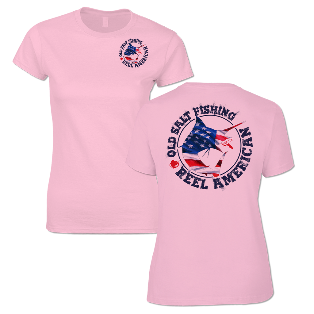 Reel Offshore American - Ladies Short Sleeve V-Neck Performance Shirt