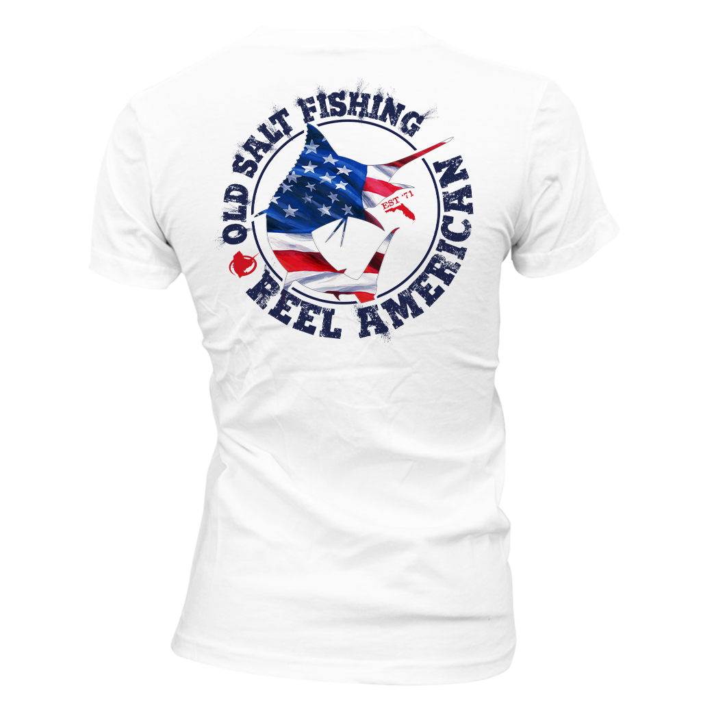 Reel Offshore American - Ladies Short Sleeve V-Neck Performance Shirt